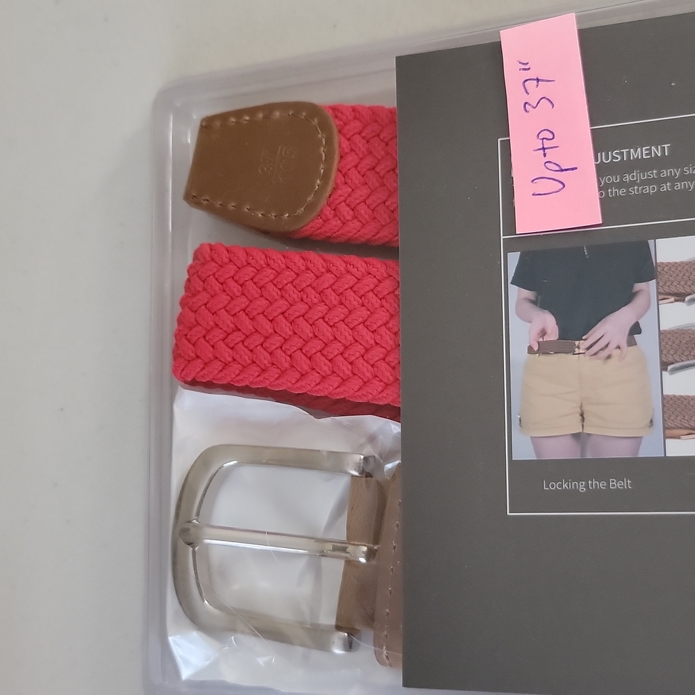 Bulliant Men's Braided Woven Stretch Belt Red Adjustable Expands up to 37" New - Picture 8 of 14